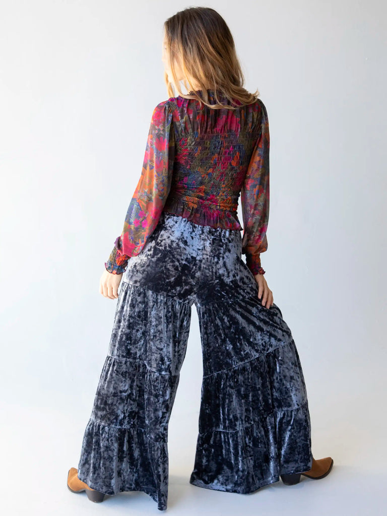 Women Winter Velvet Wide Leg Plus Size Pocket Pants Elegant Palazzo Trousers  | eBay